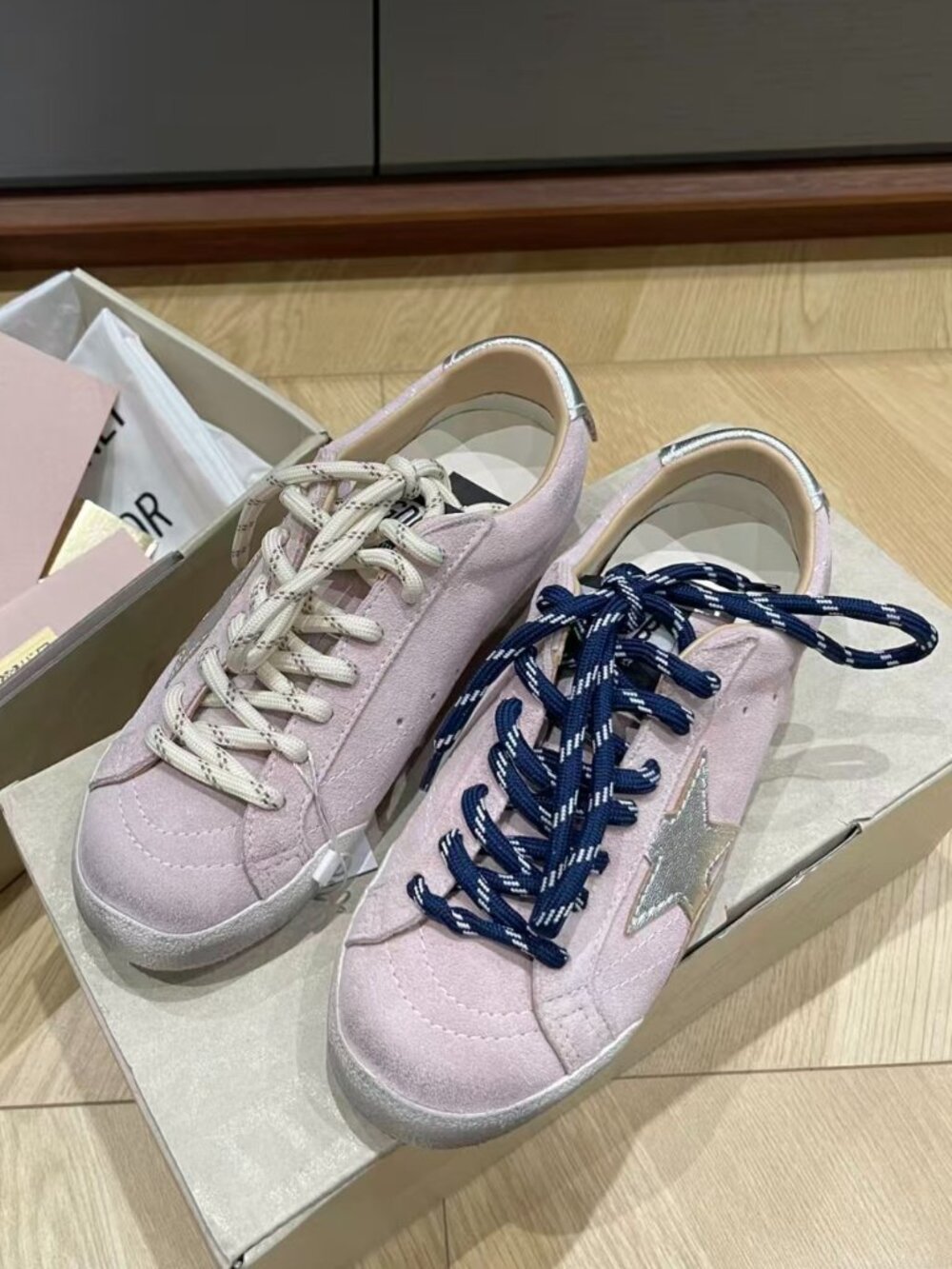 Golden Goose Pink Suede Star-Embellished Sneakers